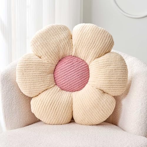 Kcvvcr Flower Throw Pillow, Soft White 19.6" Shaped Floor Pillow by Kcvvcr