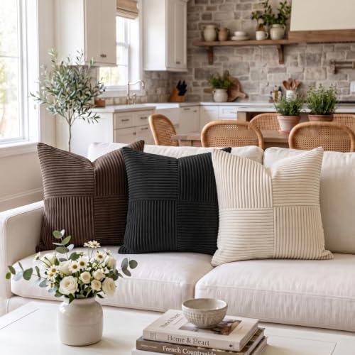 Fancy Homi 2 Packs Black Samll Decorative Throw Pillow Covers 12x12 Inch - Image 2