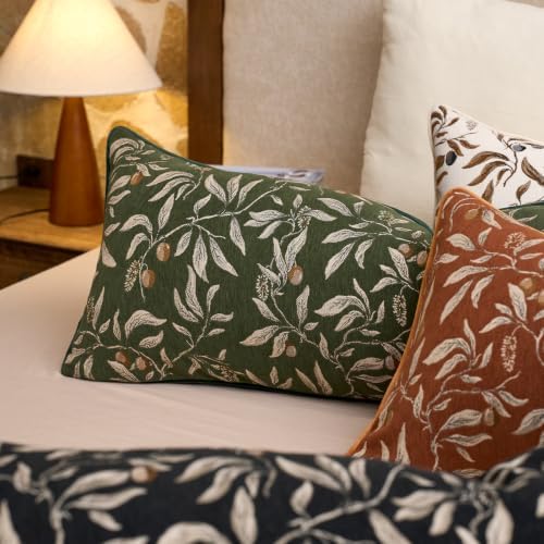 Alerfa Green Floral Throw Pillow Cover 14 x 36 Inch Rectange Luxury Decorative - Image 3