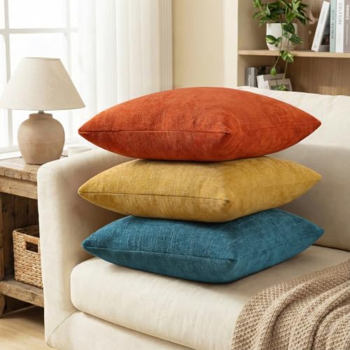 decorUhome Chenille Fall Throw Pillow Covers 26x26 Set of 2, Burnt Orange - Image 7