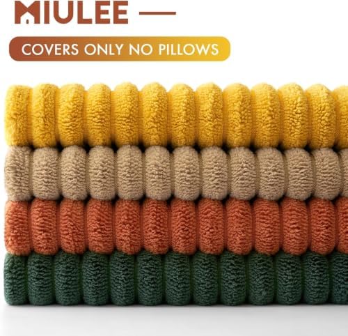 MIULEE Fall Corduroy Decorative Throw Pillow Covers Green-Rust 20x20 - Image 6