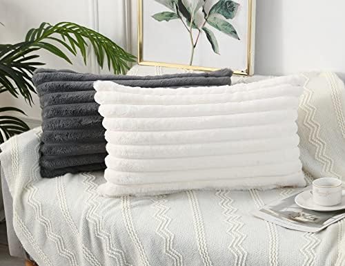 PANOD Faux Fur Decorative Lumbar Throw Pillow Covers 12 x 24, Long Boho Lumbar - Image 4