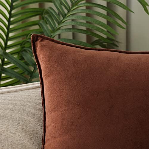 JIAHANNHA Velvet Brown Throw Pillow Covers 20”x20”Pack of 2 Soft Decorative - Image 5