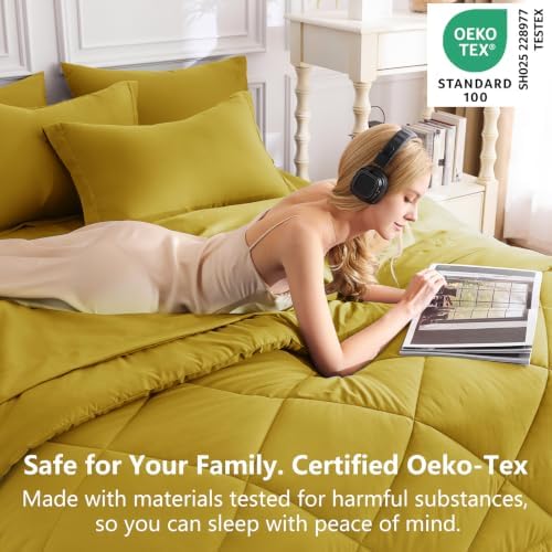 CozyLux Queen Comforter Set 88"x88" Mustard Yellow - Image 3
