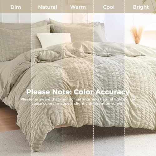 HYMOKEGE Light Linen Twin Comforter Set Seersucker 5 Pieces, All Season Luxury - Image 6