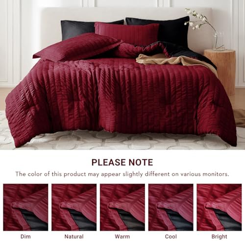 MUXHOMO 5 Pieces Twin Comforter Set, Seersucker Bed in a Bag Twin Size - Image 5