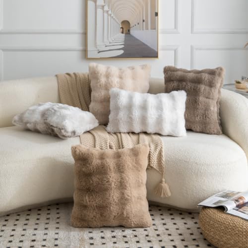 MADIZZ Pack of 2 Thick Plush Faux Wool Throw Pillow Covers Soft Boho Throw - Image 6