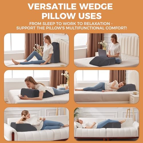 BIEEZZK Leg Pillow Elevation Blood Circulation, 23.6×16.8×8in, Velvet Grey - Image 7