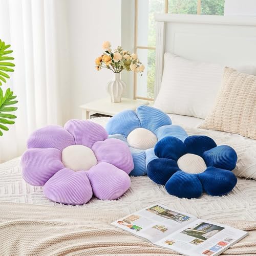 Kcvvcr Dusty Blue Flower Pillow, 17.7" Cute Flower Shaped Floor Pillow - Image 4
