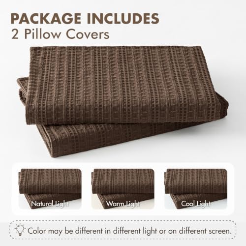Decorative Waffle Euro Sham Pillow Covers 26x26 Brown 2 Pack - Image 7