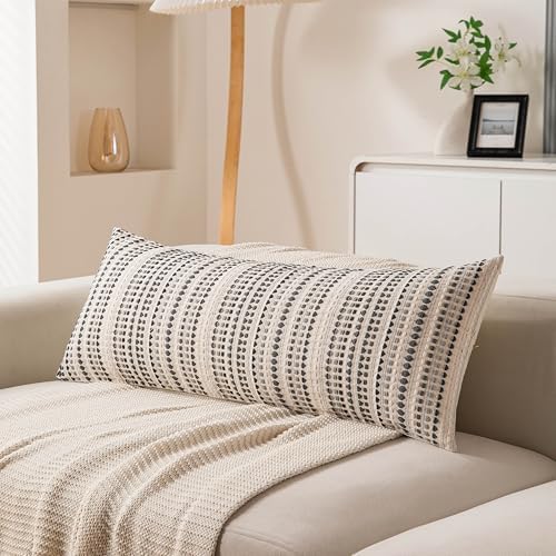Boho Long Lumbar Body Decorative Throw Pillow Covers 14x36 Inch Pack of 1 Grey by KOOLIFE