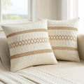 MIULEE Set of 2 Neutral Boho Decorative Pillow Covers 18x18 Inch by MIULEE