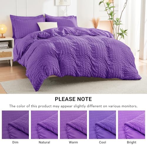 HYMOKEGE Bright Purple Twin XL Comforter Set Seersucker 5 Pieces, All Season - Image 6