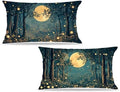 Rustic William Morris Inspired Night Moon Forest Decor Pillow Covers 20x12 Set by Unknown