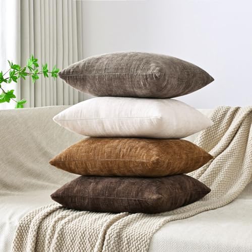 Set of 4 Soft Textured Decorative Throw Pillow Covers 26x26 Inch Cozy Farmhouse - Image 3
