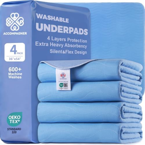 Accompagner Incontinence Bed Pads Washable Waterproof, Ultra-Absorbent Reusable by Accompagner