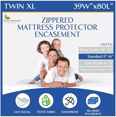 Twin Extra Long Mattress Protector Zippered Bed Bug Waterproof Encasement by FourSeasonsEssentials