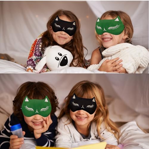 Cute Cat Sleep Mask for Kids, 4 Pack Silk Sleeping Eye Cover Adjustable Mask - Image 6