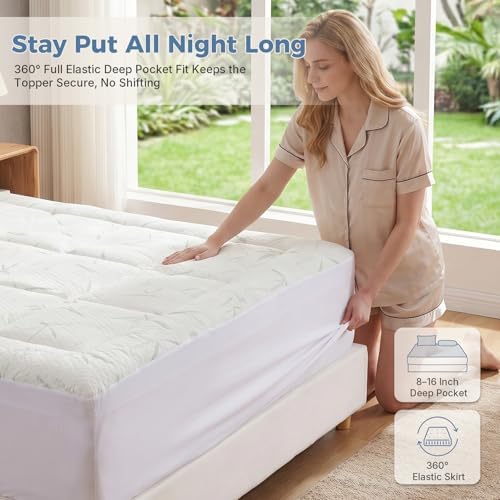 DUMOS Queen 3in Dual Layer Gel Memory Foam Bamboo Rayon Mattress Topper - Image 6