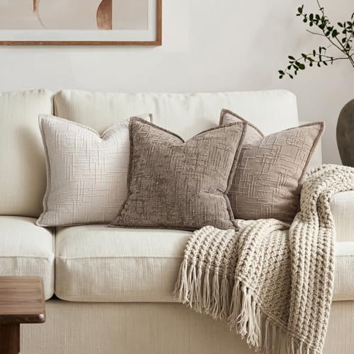 MIULEE Slubby Textured Decorative Euro Pillow Covers Taupe Grey 22x22 - Image 4