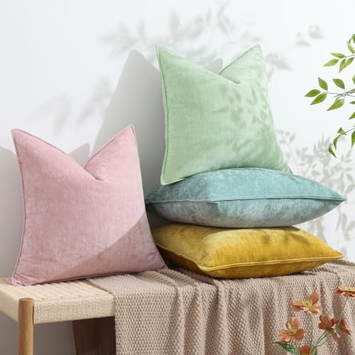decorUhome Chenille Aqua Haze Velvet Throw Pillow Covers 12x20 Set of 2 - Image 5