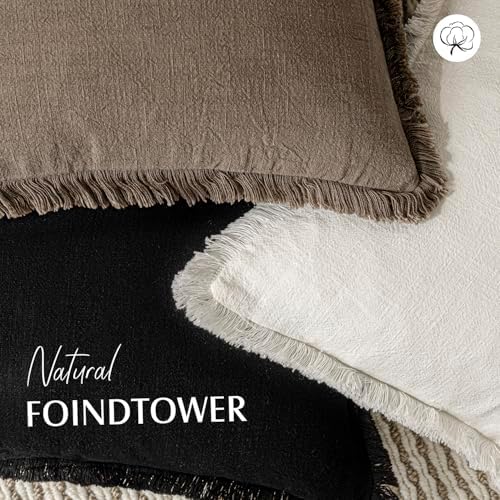Foindtower Boho Linen Fringe Lumbar Throw Pillow Covers 12×20 Light Brown - Image 4