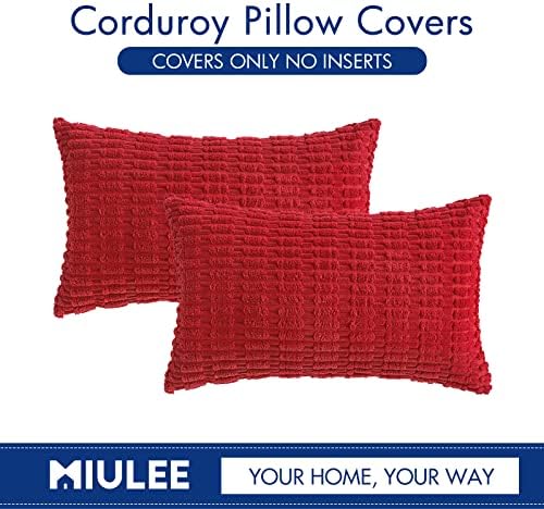 MIULEE Christmas Corduroy Decorative Throw Pillow Covers Pack of 2 Red 12x20 - Image 6