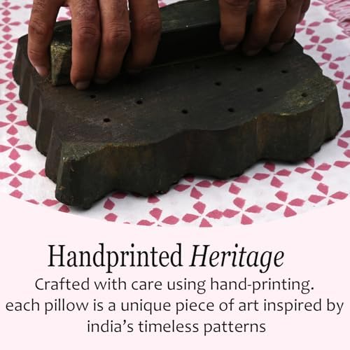 CPC Magenta Pink Hand Block Print 100% Cotton Ruffle Throw Pillow Cover 24x24 - Image 5