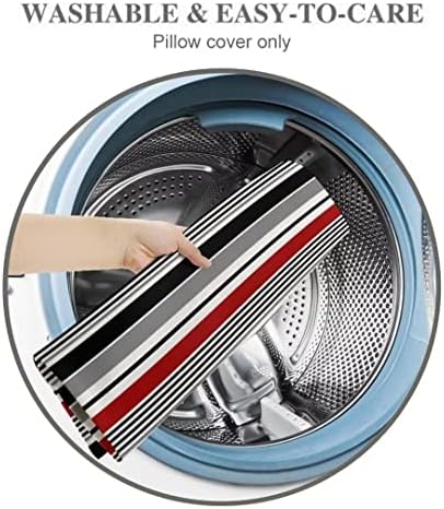 Abstract Stripes Body Pillow Cover Red and Black White Grey Striped Long Pillow - Image 7