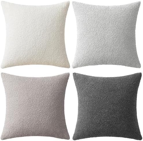 MIULEE Decorative Boucle Throw Pillow Covers 20x20 Inch Grey Set of 4 - Image 6