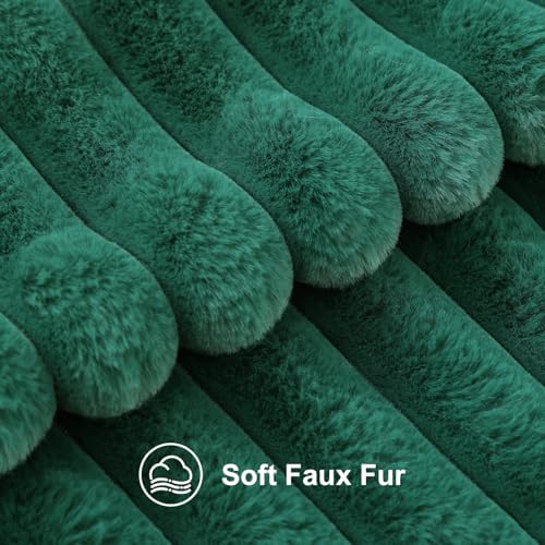 decorUhome Fall Faux Fur Throw Pillow Covers 12x20 Set of 2 Christmas Green - Image 2