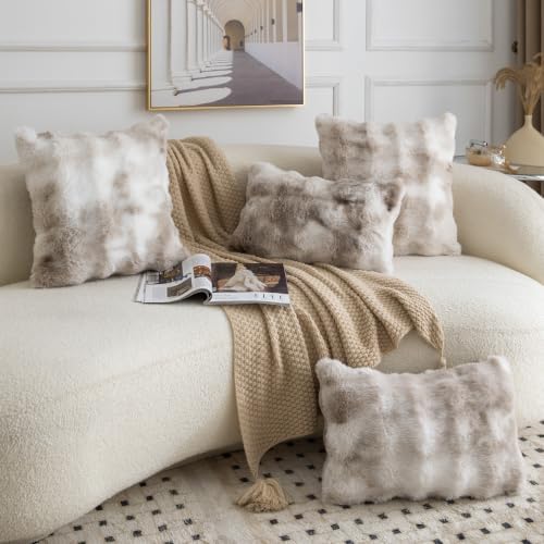 MADIZZ Pack of 2 Thick Plush Faux Wool Throw Pillow Covers Soft Boho Throw - Image 4