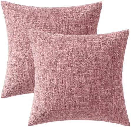 MIULEE Couch Pillow Covers Textured Chenille Home Decor 20x20 Blush Pink - Image 7