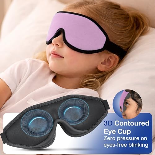 3D Sleep Mask for Kids, Light Block Sleeping Blindfold Memory Foam Contoured - Image 4
