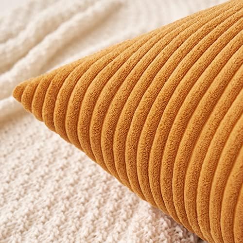 MIULEE Fall Soft Corduroy Throw Pillow Covers Set of 2 16x16 Burnt Orange - Image 4