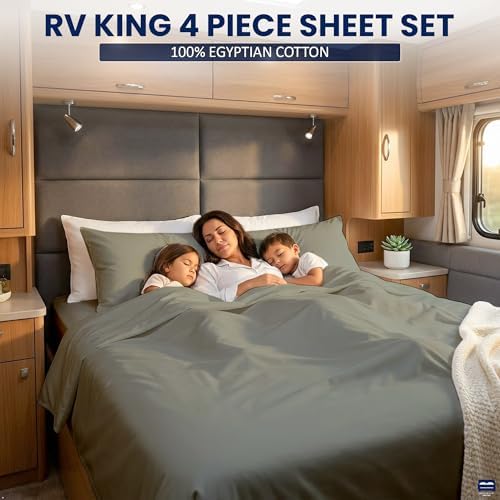 Cottingon 4 Piece Short Queen Sheets, Egyptian Cotton, Light Grey - Image 3