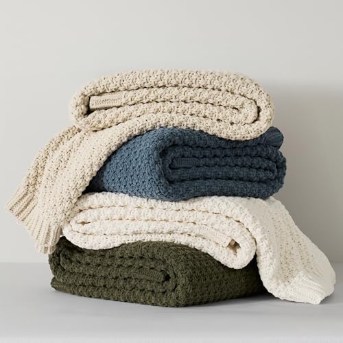 EVERGRACEHOME Chunky Chenille Knit Throw Blanket, 50 x 60, Olive Green - Image 6