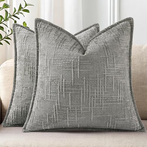 decorUhome Chenille Decorative Throw Pillow Covers 26x26 Set of 2 by decorUhome