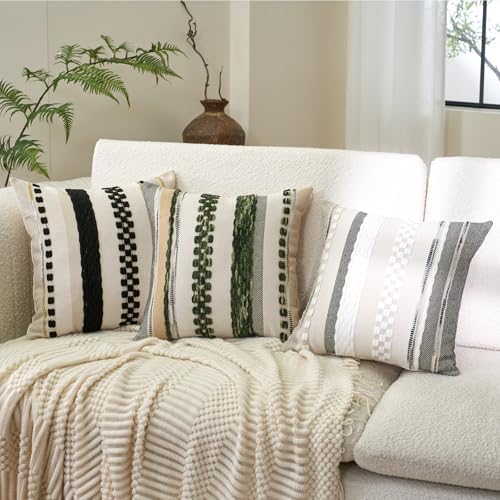 Aeckself Boho Throw Pillow Covers 18x18 Inch Set of 2, Farmhouse Decorative - Image 3