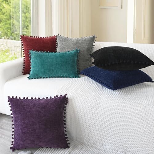 CaliTime Decorative Couch Throw Pillow Covers 16 X 16 Inches Black - Image 4