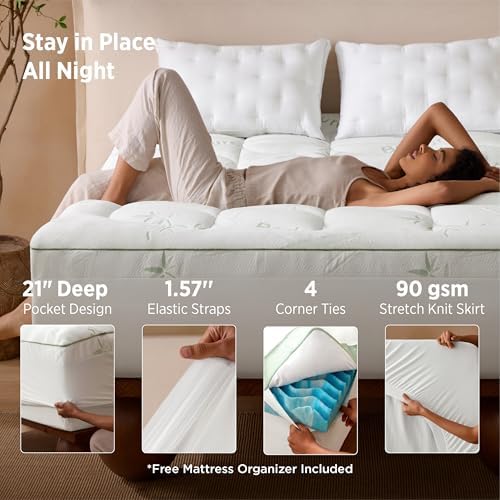 Bedsure 2-in-1 Mattress Topper, 5 Inch King Size Memory Foam Mattress Topper - Image 5