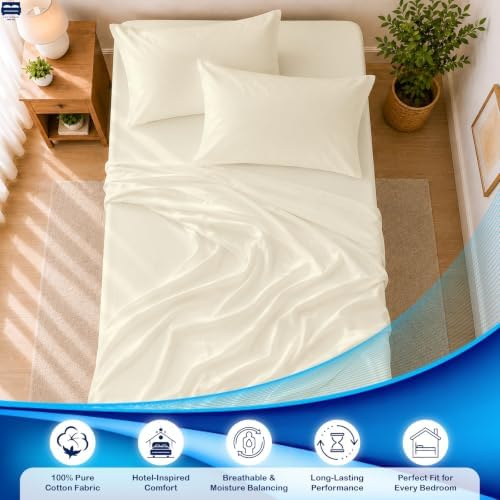 Cottingon 4 PC Cot Sheet Set 33"X75", Egyptian Cotton - Image 3
