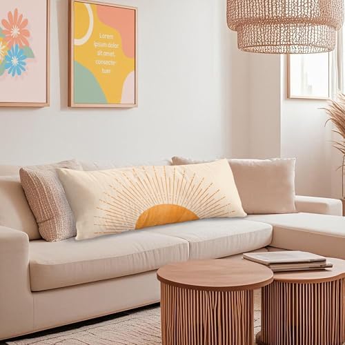 Boho Orange Sun Sunshine 20x54 Body Pillow Cover Case, Mid Century Modern Boho - Image 4