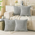 Set of 4 Grey Decorative Throw Pillow Covers 20x20 Inch Corduroy Pillow Covers by Cozoomy