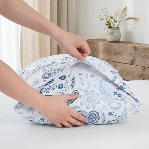 Bedorm 100% Cotton Body Pillow Cover 20 x 54 Body Pillow Case Blue Paisley - Image 5