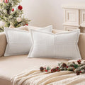 MIULEE Decorative Lumbar Throw Pillow Covers 12x20 Inch White 2 Pack by MIULEE