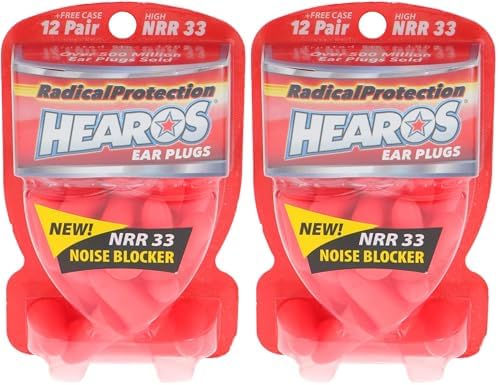 Hearos Radical Protection Foam Ear Plugs, Hearing Protection, NRR 33, 12 Pair by Hearos
