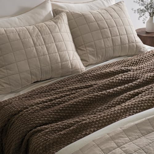 EVERGRACEHOME Chunky Chenille Knit Throw Blanket, 90 x 90, Cocoa Brown - Image 4