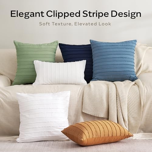 JELLYMONI White Striped Tufted Pillowcases 18"x 18" - Image 4