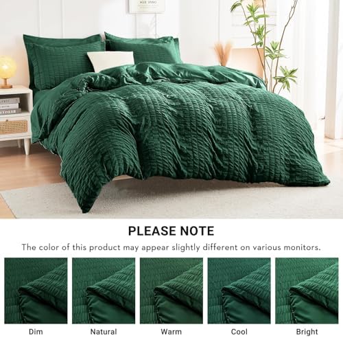 HYMOKEGE Emerald Green California King Comforter Set Seersucker 7 Pieces - Image 5